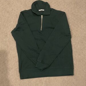 Zara Men's Half-Zip Sweater in Dark Green 0366